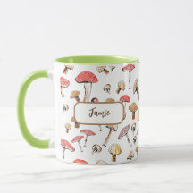 Boho Cottagecore Mushrooms Hand-Drawn Personalised