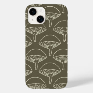 Boho Cottagecore Mushrooms Hand Drawn Sage Green Case-Mate iPhone 14 Case