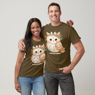 Boho Cottagecore Owl Floral Farmcore Charm T-Shirt