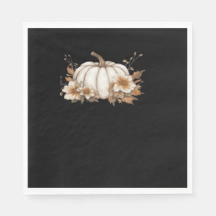 Boho Cottagecore White Pumpkin with Autumn Florals Napkin