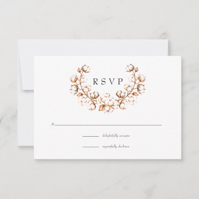Boho Cotton Wedding RSVP Card (Front)