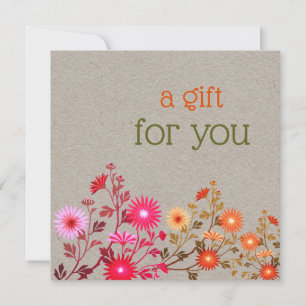 Boho Country Floral Kraft Gift Certificate Thank You Card