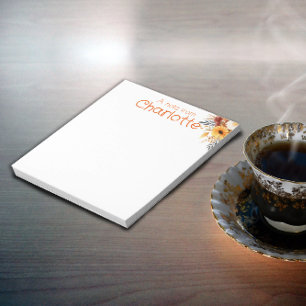 Boho Country vintage orange wildflower watercolor  Notepad