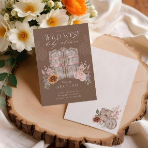 Boho Country Western Floral Barn Doors Baby Shower Invitation