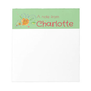 Boho Country wildflower watercolor light green Notepad