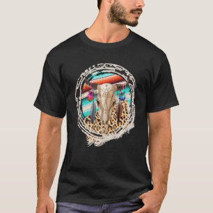 BOHO COW Leopard Cow Pattern Serape Print Cowgirl T-Shirt