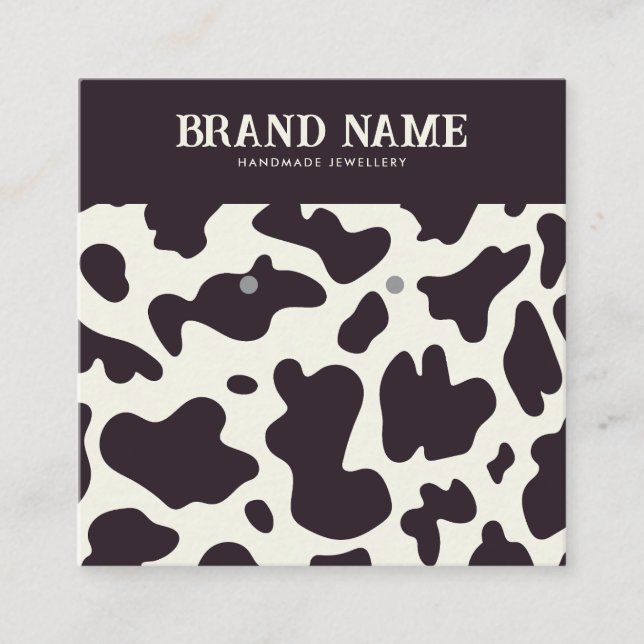 Boho cow pattern Earrings Display Card (Front)