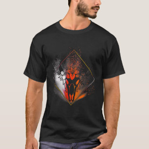 Boho Cow Skull Flowers Diamond White Red Orange Sp T-Shirt