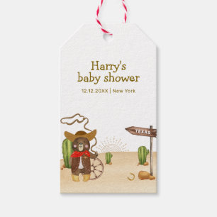 Boho Cowboy Bear Western Rodeo Cactus Baby Shower Gift Tags