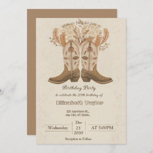 Boho Cowboy Boots Party invitation