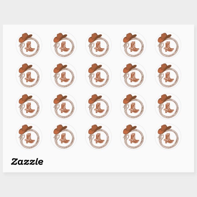   Boho Cowboy Boots Western  Classic Round Sticker (Sheet)