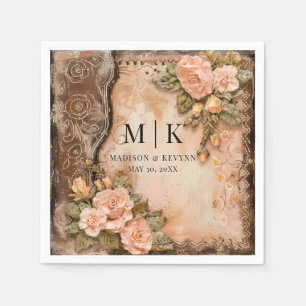 Boho Cowgirl Western Florals Wedding Napkins