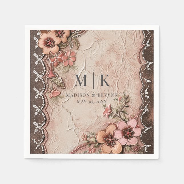 Boho Cowgirl Western Florals  Wedding Napkins (Front)