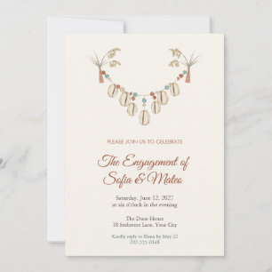 Boho Cowrie Shell Engagement Party Invitation