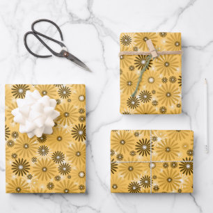 Boho Cozy Decorative Ethnic Pastel Floral Seamless Wrapping Paper Sheet