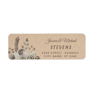 Boho craft  watercolor vintage floral bouquet return address label