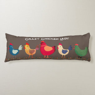 Boho Crazy Chicken Lady Bronze Brown Colourful Body Cushion
