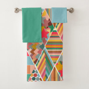 Boho Crazy Quilt Bath Towel Set