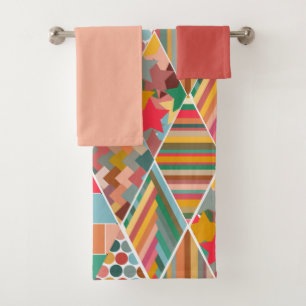 Boho Crazy Quilt Bath Towel Set