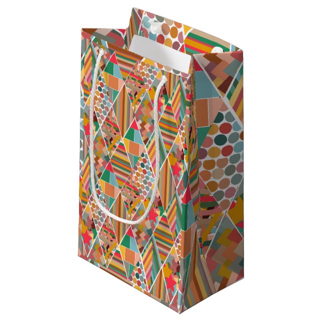 Boho Crazy Quilt Small Gift Bag (Front Angled)