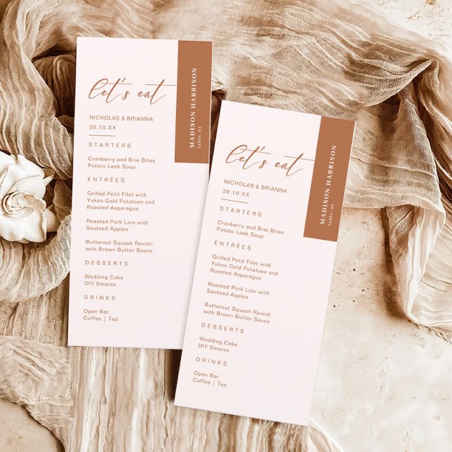 Boho Cream and Burnt Orange Wedding Menu (Creator Uploaded)