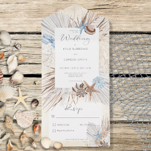 Boho Cream Beach Rustic No Dinner All In One Invitation