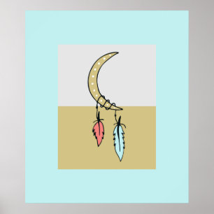 Boho Crescent Moon Colorblock Poster