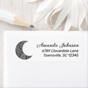 Boho Crescent Moon White Return Address Label