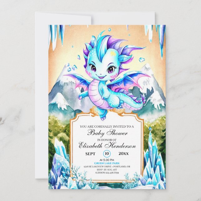 Boho Custom Dragon Baby Shower Invitation (Front)