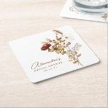 Boho Custom Earthy Nature Botanical Bridal Shower  Square Paper Coaster<br><div class="desc">Custom Boho Rustic Earthy Nature Botanical Bridal Shower Square Paper Coaster</div>