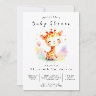 Boho Custom Giraffe Baby Shower Invitation