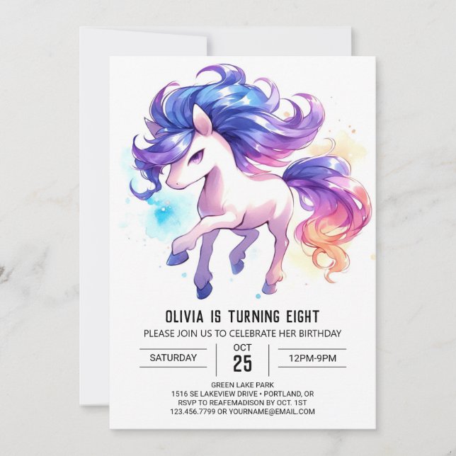 Boho Custom Horse Birthday Invitation (Front)