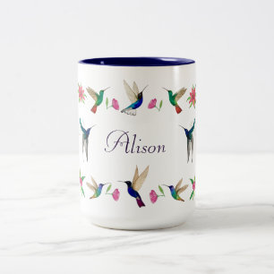 Boho Custom Hummingbirds Two-Tone Coffee Mug
