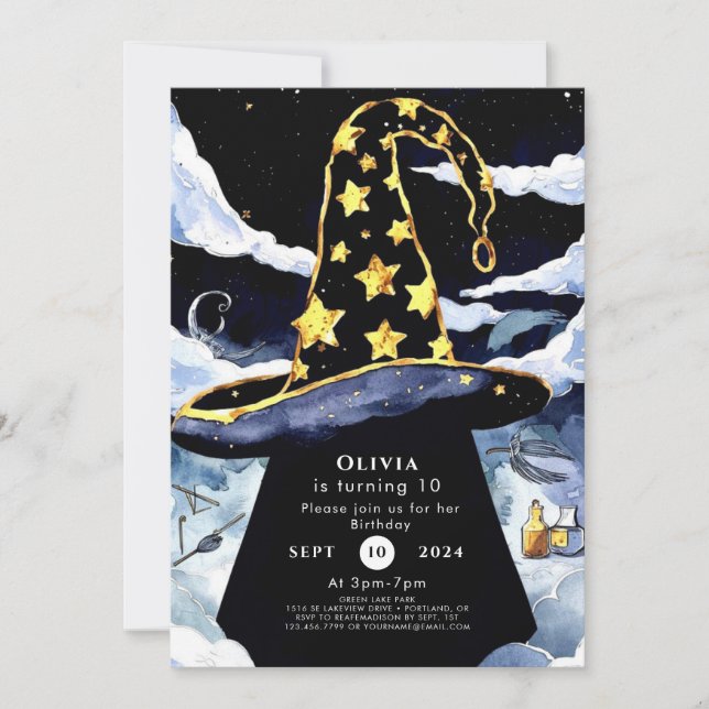 Boho Custom Magic Wizard Birthday Invitation (Front)