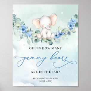 Boho Cute baby elephant Guess How Many Gummy Bear Poster