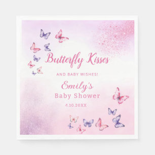 Boho Cute Butterfly Watercolor Girl baby Shower Napkin