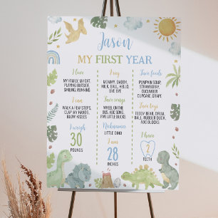 Boho Cute Dinosaurs 1st Birthday Milestone Sign
