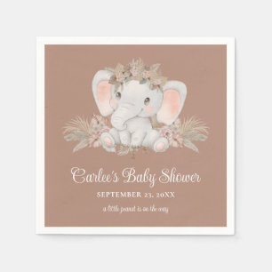 Boho Cute Elephant Gender Neutral Baby Shower Napkin