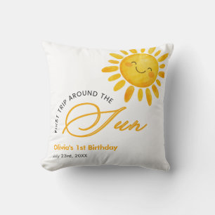Boho Cute First Trip Around the Sun 1st Birthday Cushion