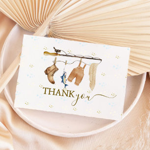 Boho Cute Fisherman’s Derby Baby Shower Fishing  Thank You Card