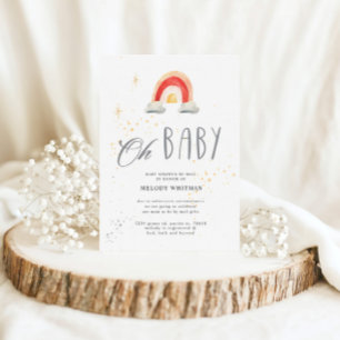 Boho Cute Rainbow Baby Shower Invitation