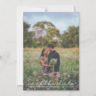 Boho Cute Script Photo Save The Date Magnetic Card
