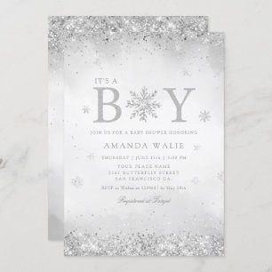 Boho Cute Watercolor Blue It's a Boy Baby Shower Invitation