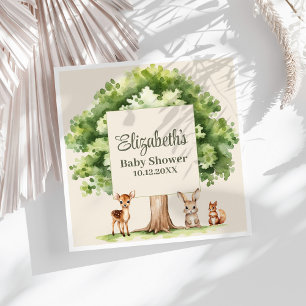 Boho Cute Woodland Animals Baby Shower Napkin