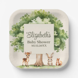 Boho Cute Woodland Animals Baby Shower  Paper Plate