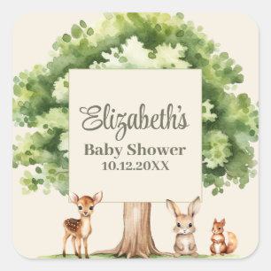 Boho Cute Woodland Animals Baby Shower  Square Sticker