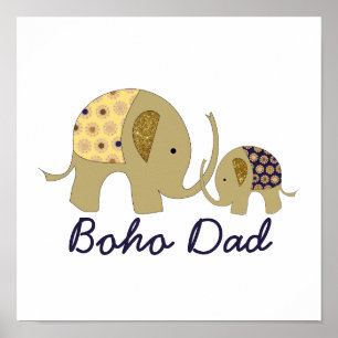 Boho Dad, Gold Elephant Poster