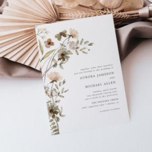Boho Dainty Floral Spring Summer Wedding Invitation