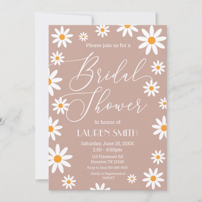 Boho Daisies Bridal Shower party Invitation (Front)