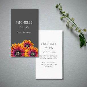 Boho Daisies Colorful Botanical Gray   Business Card